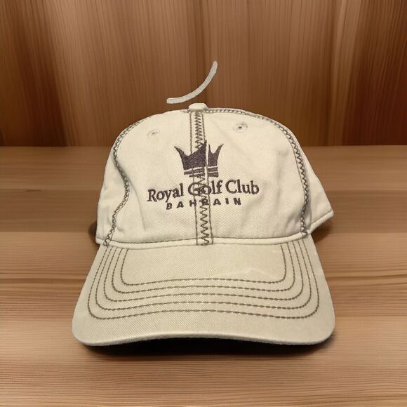 Royal Golf Club Bahrain Hat Hook & Loop Strapback Cap Cream Ivory Sports - Picture 1 of 9